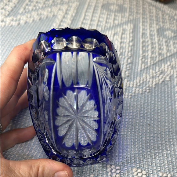 Genuine Lead Crystal Blue Basket hand cut in Western Germany! - Picture 5 of 7